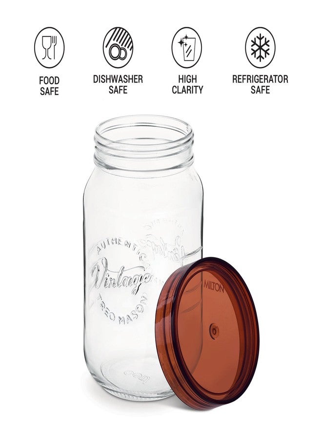 تريو مرطبان زجاجي عتيق من تريو باي ميلتون بغطاء بلاستيكي، سعة 2000 مل، شفاف | مرطبان تخزين | منظم مطبخ | قابل للتعديل | آمن للطعام | شفاف | آمن للاستخدام في الثلاجة | محكم الإغلاق - Image 3